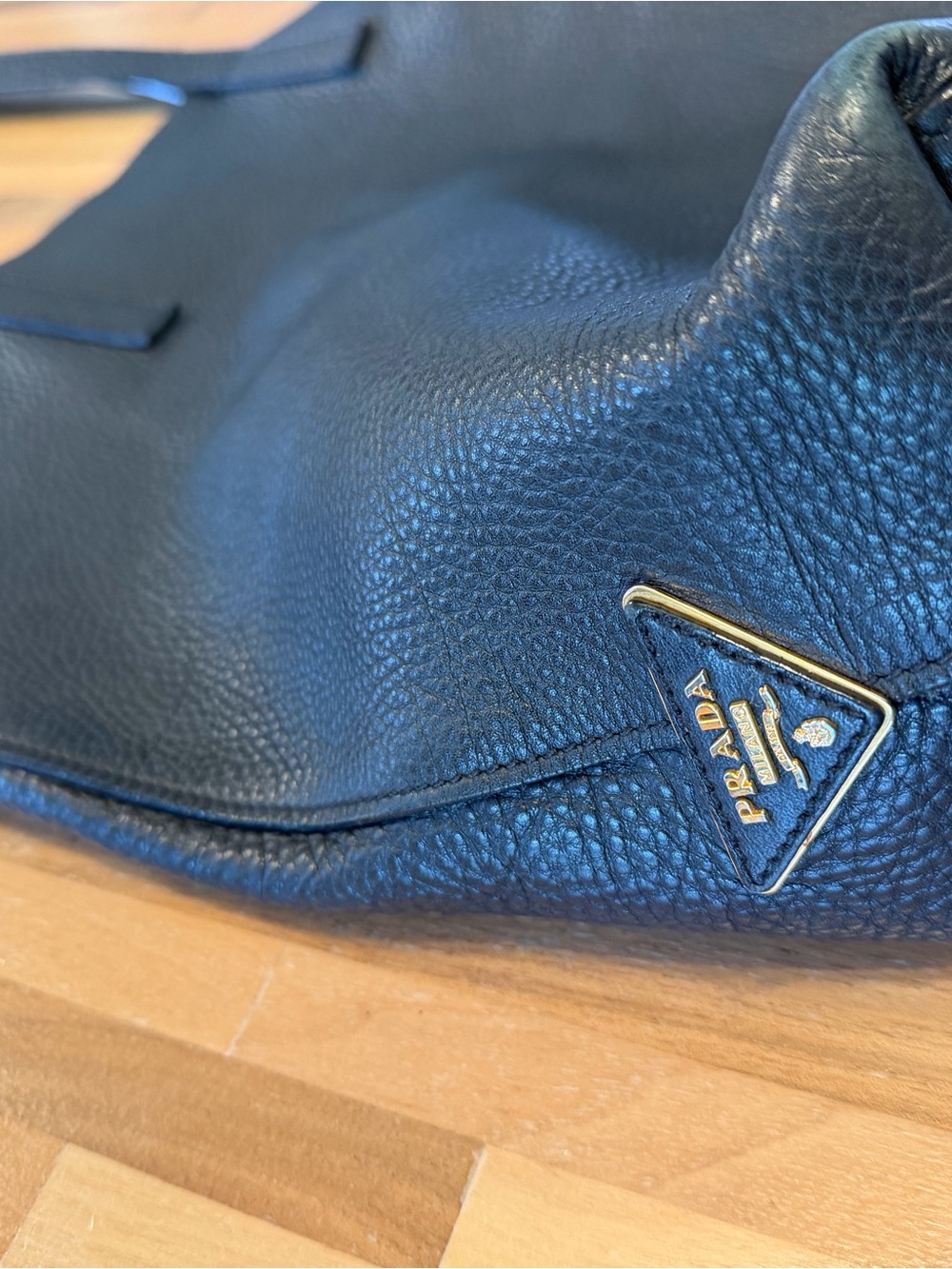 Prada Black Pebbled Leather Tote - Picture 3 of 8